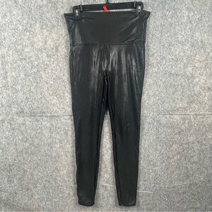 SPANX Womens Size Large Faux stretch-leather leggings Black‎